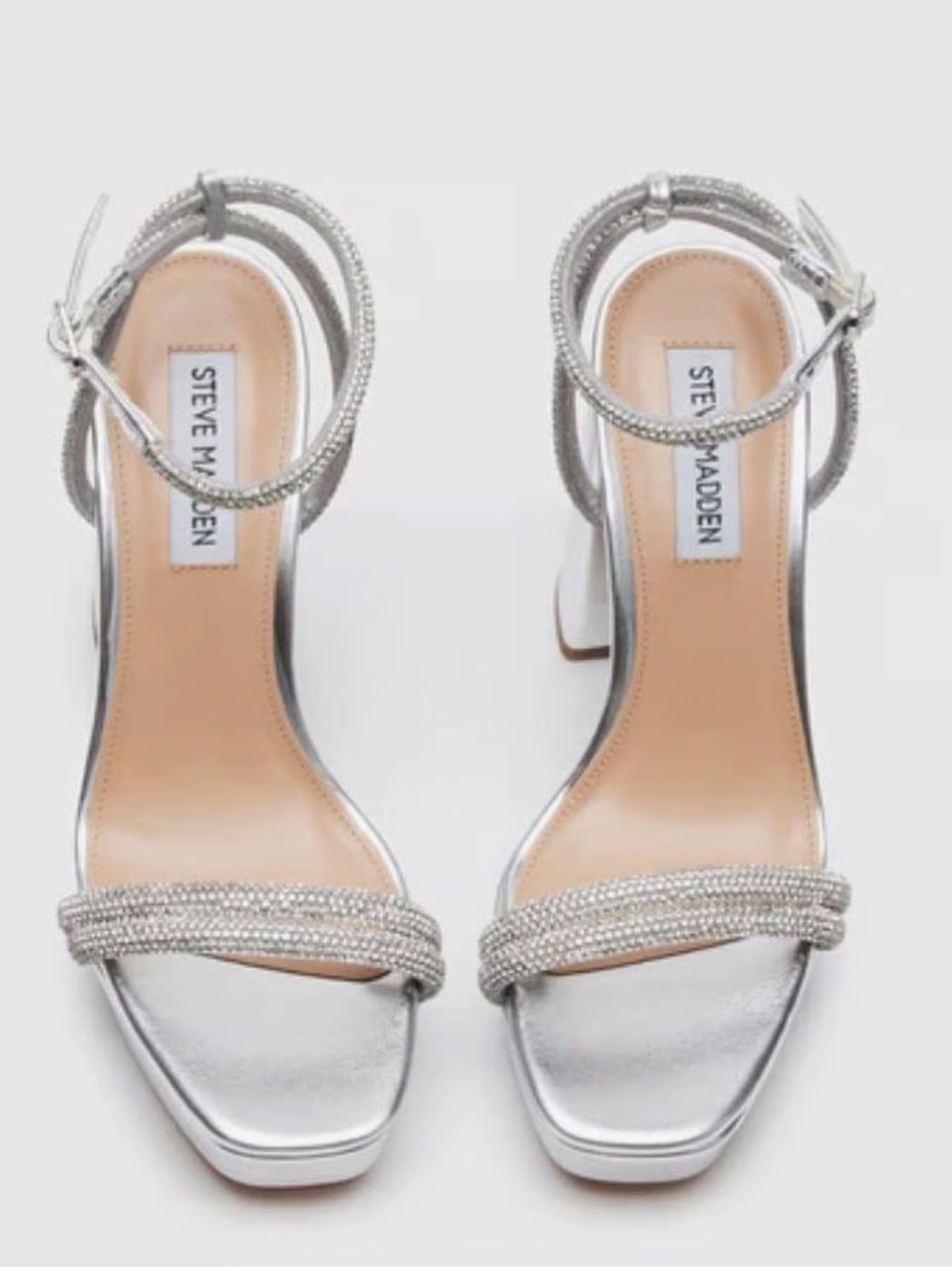 Steve Madden Lofty Silver Crystal Platform Heel